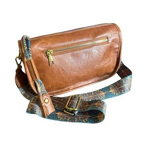 B1 Brown Faux Leather Crossbody Bag